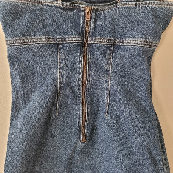 Reformation Jeans Lizzie Denim Dress Blue Size 0 Mini Back Zip Up - Picture 8 of 11